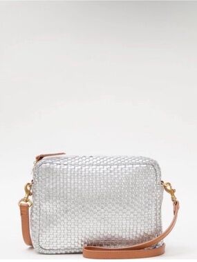 Clare V. Midi Sac Woven Crossbody Bag in Silver